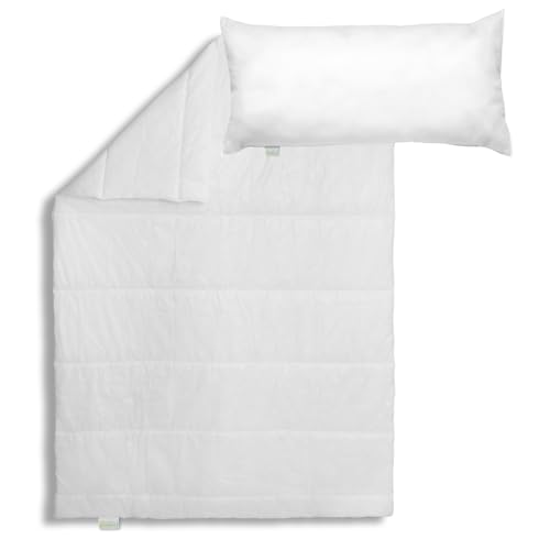 Bodyprotect Bettwaren Set, Ganzjahresdecke 155 x 220 cm + Kopfkissen 40 x 80 cm, Bettdecke Ecoline, medium Steppdecke, waschbar, Made in EU, Allergiker geeignet, weiß von Bodyprotect