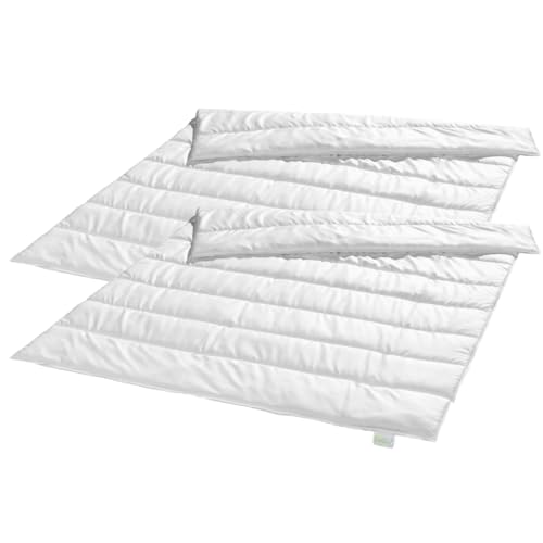 Bodyprotect Ecoline 2er Set Bettdecken 135 x 200 cm, warme Winterdecken, Bettwaren Set aus 100% Mikrofaser, waschbar, Allergiker geeignet, Steppdecke, weiß von Bodyprotect