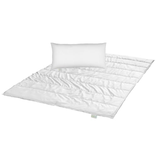 Bodyprotect Ecoline Bettwaren-Set 4-Jahreszeitendecke 135 x 200 + Kopfkissen 40 x 80 cm, Bettdecke, Steppdecke aus 100% Mikrofaser, waschbar, Allergiker geeignet, weiß von Bodyprotect