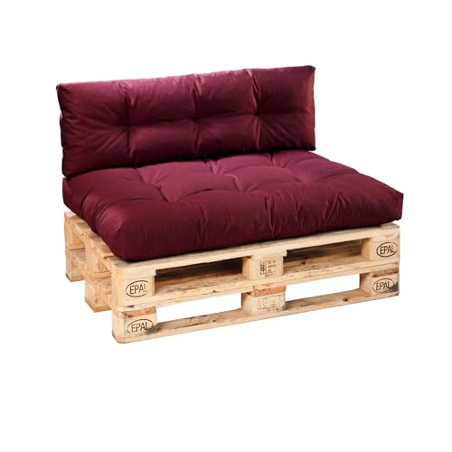 Bodyprotect Palettenkissen Outdoor & Indoor, 2er Set aus Sitzkissen 120 x 80 x 12 cm + Rückenlehne 120 x 40 cm, Paletten Kissen, hochwertiger Möbelstoff in dunkelrot Bodyprotect Palettenkissen Outdoor & Indoor, 2er Set aus Sitzkissen 120 x 80 x 12 cm + Rückenlehne 120 x 40 cm, Paletten Kissen, hochwertiger Möbelstoff in dunkelrot von Bodyprotect