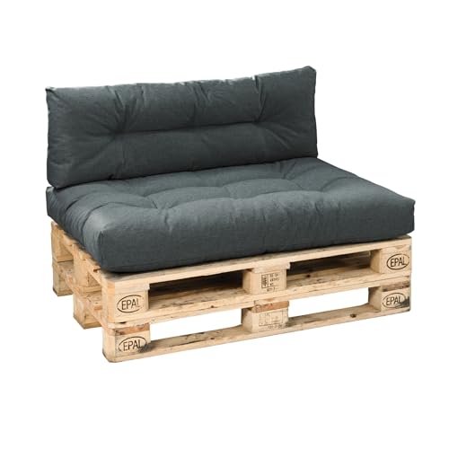 Bodyprotect Palettenkissen Outdoor & Indoor, 2er Set aus Sitzkissen 120 x 80 x 12 cm + Rückenlehne 120 x 40 cm, Paletten Kissen, hochwertiger Möbelstoff in dunkelgrau Bodyprotect Palettenkissen Outdoor & Indoor, 2er Set aus Sitzkissen 120 x 80 x 12 cm + Rückenlehne 120 x 40 cm, Paletten Kissen, hochwertiger Möbelstoff in dunkelgrau von Bodyprotect