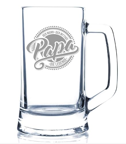 Böckling Bierglas Papa, die Legende | Bierkrug mit Henkel für Vatertag | 0,5l Volumen | Bierseidel als Vatertagsgeschenk von Böckling
