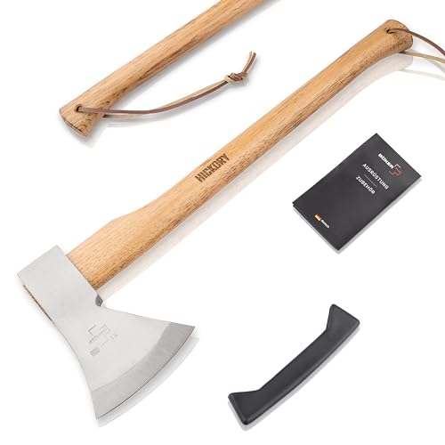 BÖKER PLUS® Appalachian Axe - Profi Bushcraft-, Outdoor- & Survival-Axt - große Carbon Axt mit langem Hickory-Holz-Stiel - Profi Camping Beil mit rheinischem Kopf 600 g aus Kohlenstoff-Stahl 1055 von Böker Plus