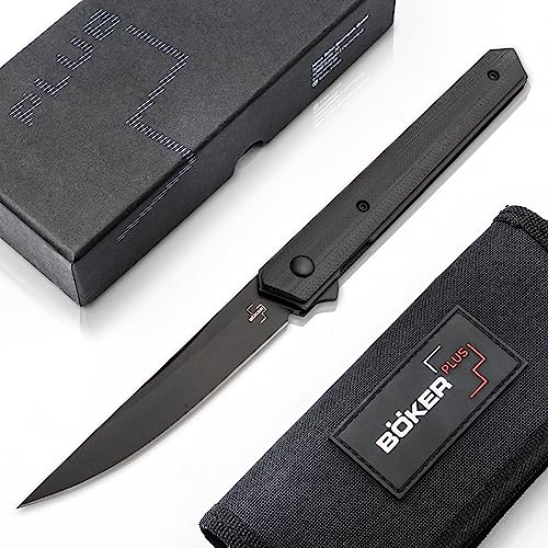 BÖKER PLUS® Kwaiken Air G10 All Black - schwarzes Einhand-Messer mit robustem Griff & Clip - schwarzes EDC Klappmesser mit Flipper in Geschenk-Box (Kwaiken Air G10 ALL BLACK) von BÖKER PLUS