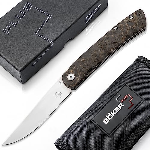 Böker Plus® LFL07 Gentleman-Messer - limited Edition Sammel Taschenmesser mit CPM-S-35VN Flipper Klinge - hochwertiges Klappmesser mit Carbon Griff - Liner Lock Pocket Knife in Etui & Geschenk-Box von Böker Plus