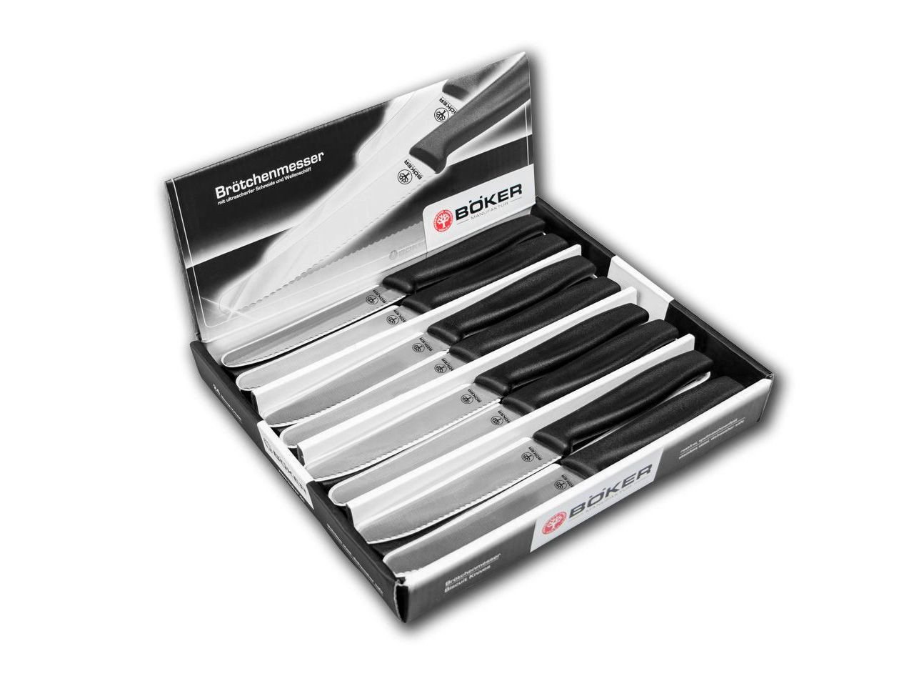 Böker Manufaktur Solingen Universalküchenmesser Kochmesser Brötchenmesser Schwarz Display 24 Stück Böker Manufaktur Solingen Universalküchenmesser Kochmesser Brötchenmesser Schwarz Display 24 Stück von Böker Manufaktur Solingen