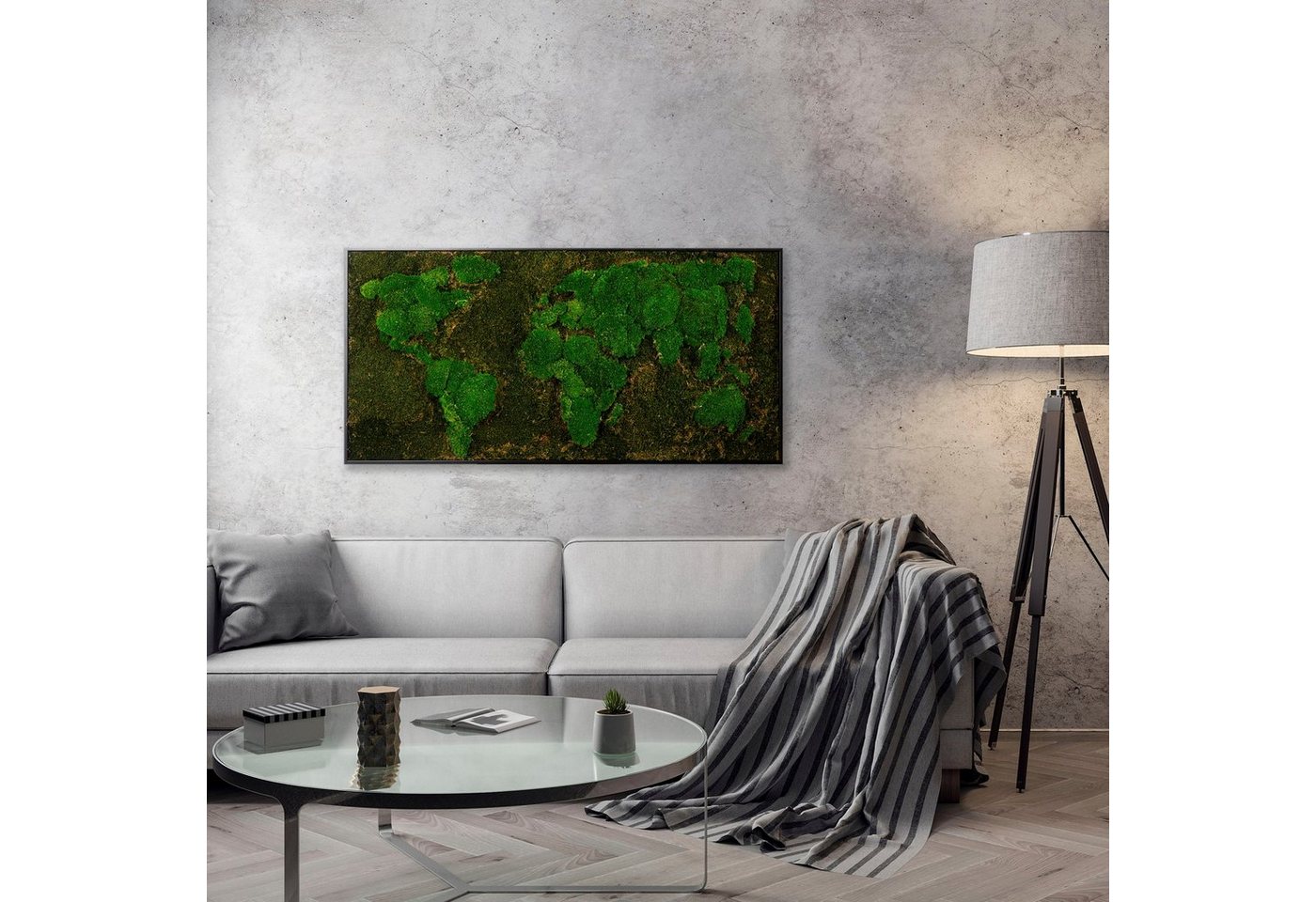 Bönninghoff Bild mit Rahmen Moos, Weltkarte (1 St), jedes Bild ein Unikat, BxH: 120x60 cm von Bönninghoff