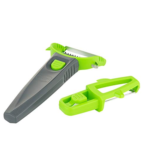 Börner Multi Peeler Set (3-tlg.) • Pendelschäler für Gemüse & Obst • Julienne Schneider Aufsatz + Kartoffelschäler + Multigriff • Gemüseschäler (grün) von Börner