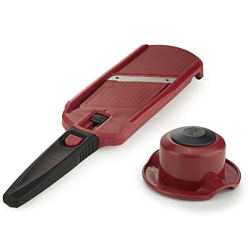 Börner Multi Slicer Set • Gemüseschneider + Fruchthalter • Gemüsehobel für Obst & Gemüse • Ideal als Gurkenhobel/Kartoffelhobel • Küchenhobel (Rot/Schwarz) von Börner