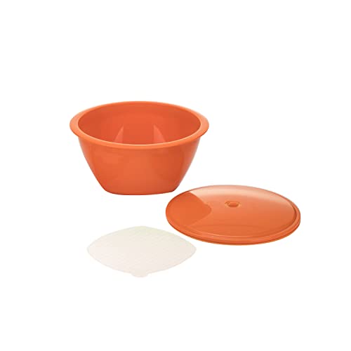 Börner Multimaker Salatschüssel mit Deckel (Orange) • Schüssel inkl. Deckel & Sieb • Mikrowellentauglich und gefriergeeignet • Salat-Schüssel Set von Börner