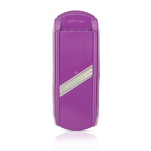 Börner Scheibenschneider DesignLine • Gemüsehobel ideal als Gurkenhobel, Gurkenschneider, Krauthobel • Obst & Gemüse in Scheiben schneiden • Made in Germany • Küchenhobel (Violett) von Börner