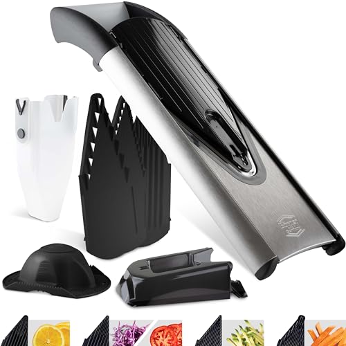 Börner Gemüsehobel V6 (Profi Set) • Verstellbarer Edelstahl Hobel mit V-Klinge • Scheiben, Streifen, Würfel in vielen Größen • V-Hobel für Gemüse & Obst • Mandoline Gemüseschneider von Börner