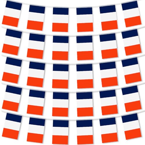 Französische Flagge, rechteckige französische Flagge Banner, 30 französische Flaggen Streamer für Festival Dekoration (insgesamt 10 Meter) von Boerni