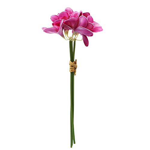 Künstliche Plumeria Hawaii-Blume, 3 Dämpfe, 9 Stück, Latex, künstlicher Blumenstrauß, Hawaii, Lei, Frangipani mit langem Stiel, für Hochzeit, Sommer, Aloha, Büro, Kuchendekoration (lila und weiß) von Boerni