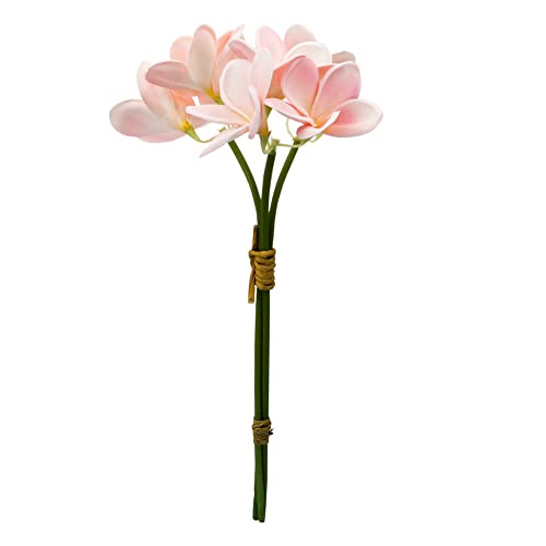 Künstliche Plumeria Hawaii-Blume, 3 Dämpfe, 9 Stück, Latex, künstlicher Blumenstrauß, Hawaii, Lei, Frangipani mit langem Stiel, für Hochzeit, Sommer, Aloha, Tiki, Party, Büro, Kuchendekoration (rosa) von Boerni