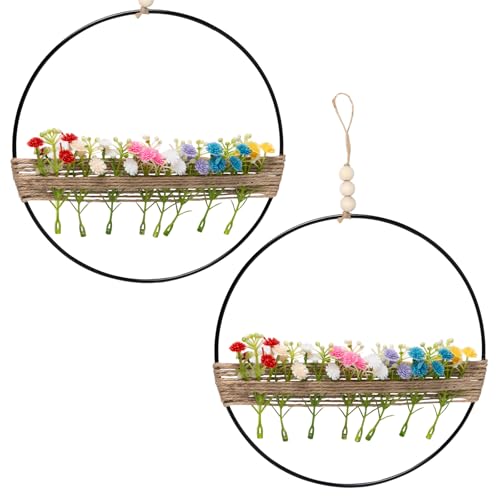 Bofanze 2 STK 20CM Türkranz Kranz Deko Türkranz Herzlich Willkommen Blumenkranz Deko Künstliche Blumen Metallring Frühling Blumenkranz Kunstblumen Kranz Deko mit Plastikblumen für Hochzeit Dekoration von Bofanze