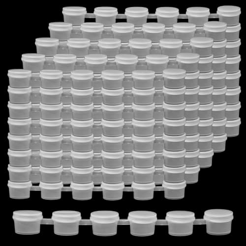 Bofanze 240 Stück Mini Farbtopf Farbtöpfe Streifen Tattoo Farbkappen Cups Kleine Small Tinte Pigment Cups Klein Farbtöpfchen Mini Leerer Farbtopf Mit Deckel für Schulen, Farben, Festivals von Bofanze