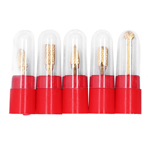 5Pcs Tungsten Carbide Grinding Bit Set, Double Cut File Burr Head with 6mm Shank, 10mm Grinding Diameter for Polishing Carving on Steel Alloy, Includes 5 Different von Bognajin