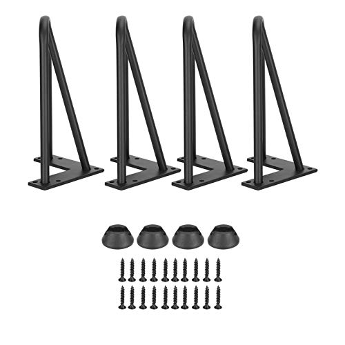 Bognajin 4PCS Schwarze Eisentischbeine, Haarnadelkaffeekaffee mit Gummi -Pads, für Heimattrüstungsprojekte, erstellen Sie industrielle Moderne Möbeldesigns, einfache Installation, Proof (20cm) von Bognajin