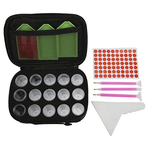 Rhinestone Painting, 15 Grid Transparent Bead Storage Containers, Portable Art Supplies with Foam Slot Partition, for Rhinestone Painting Kits and Craft Lovers von Bognajin