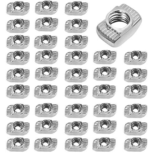 100 Stück T Nut Muttern, vernickelter Karbonstahl M4 Gewinde, europäische Aluminium-Extrusionen, schlanke T-Nut, 20er-Serie, europäisches Aluminium-Profil, Hammerkopf, Tropfen-in T-Nut-Muttern von Bogoro