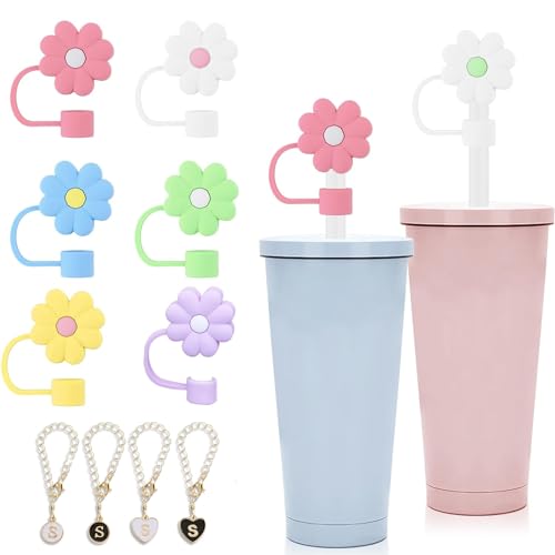 Bogoro 10 Stück Blume Silikon Strohhalm Abdeckung und Becherkette,Bunte Strohhalm-Abdeckungen Silikon,Und Becherkette mit Monogrammiertem S Passend Wiederverwendbare Trinkhalmdeckel Bogoro 10 Stück Blume Silikon Strohhalm Abdeckung und Becherkette,Bunte Strohhalm-Abdeckungen Silikon,Und Becherkette mit Monogrammiertem S Passend Wiederverwendbare Trinkhalmdeckel von Bogoro