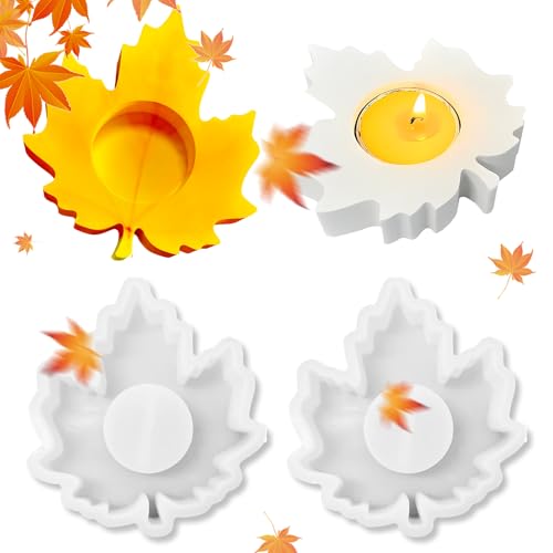 Bogoro 2 Stück Silikon Ahornblatt Gießformen,Silikonformen Gießformen,Flexible Wiederverwendbare Bastelformen,Herbst Deko Ahornblatt Silikon Gießform für Beton Herbst Deko Herbstdeko Herbst Dekoration von Bogoro
