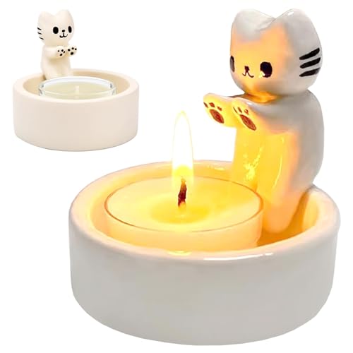 Bogoro Katzen Kerzenhalter, Cartoon Kätzchen Kerzenhalter, Katzen Teelichthalter, Katzen Kerzenständer, Cat Candle Holder, Teelichthalter Katze, Kerzenständer Kerzenhalter Katze (B) von Bogoro
