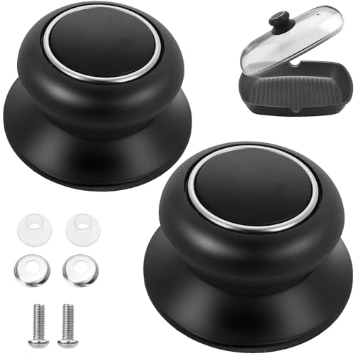 Bogoro Universal Topfdeckelgriffe 2pcs Deckelgriff,Topfdeckel Griff,Topfdeckelknöpfe Pfannendeckel,Mit Schrauben Und Unterscheiben Ersatzgriff Für Topfdeckel, Ersatzknöpfe, Kasserolle(Schwarz) von Bogoro
