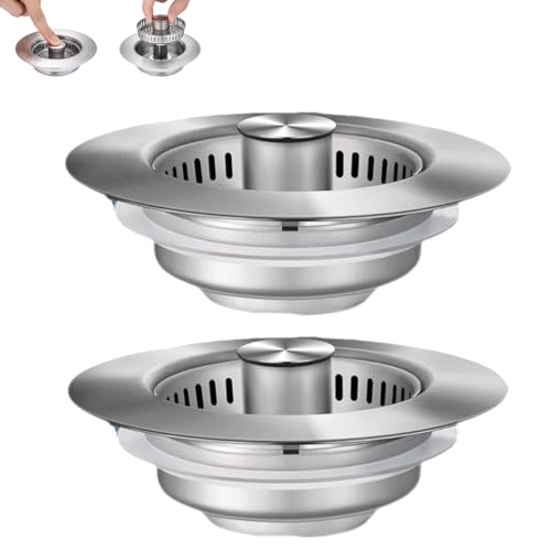 Bogoro abflusssieb waschbecken spülbecken sieb 2 Set sink drain filter 3-in-1 Für Waschbecken Mit Einem Abflussdurchmesser Von 2.96-3.42 in Und Einer Tiefe Von Mehr Als 1.46 In Kratzfest Rostschutz von Bogoro