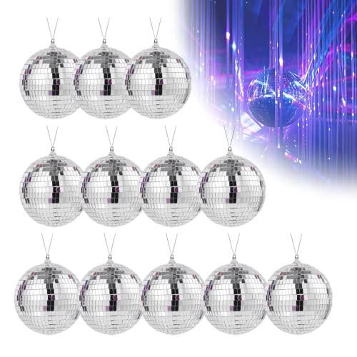 Discokugel Spiegel Ball, Klein Spiegelkugel Hängekugel Spiegelkugel,12 Stück(3CM) Silber Spiegelkugel,für Party Karneval Geburtstag Leichte Spiegeldekoration für Decke, Party Deko (Silber) von Bogoro