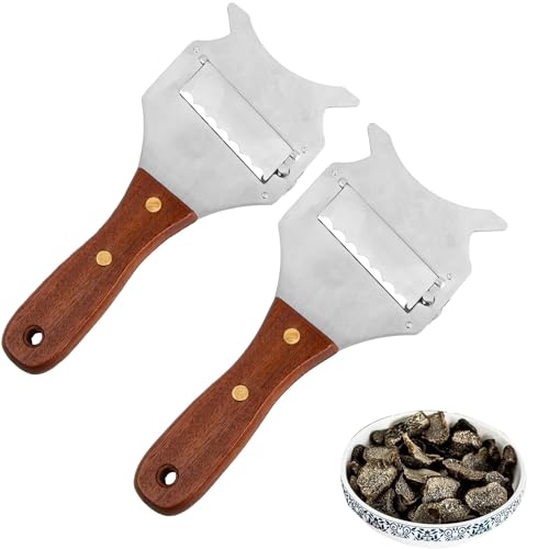 Bogoro Trüffelhobel 2pcs Edelstahl Trüffel Käsehobel Trüffelhobel Profi Verstellbare Klinge Profi Käsehobel Trüffelhobel Mit Verstellbarer scharfer Klinge und rutschfestem Holzgriff Für Zuhause von Bogoro