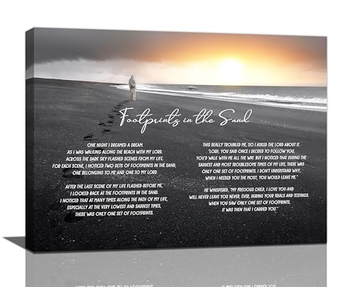Wandkunst, Motiv: Fußabdrücke im Sand, religiöses Gedicht, Wanddekoration, motivierende Zitate, schwarz-weiß, Strandbilder, Leinwanddrucke, Gemälde, christliches gerahmtes Kunstwerk für Schlafzimmer, Wandkunst, Motiv: Fußabdrücke im Sand, religiöses Gedicht, Wanddekoration, motivierende Zitate, schwarz-weiß, Strandbilder, Leinwanddrucke, Gemälde, christliches gerahmtes Kunstwerk für Schlafzimmer, von Bogosip
