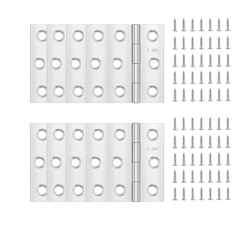 Bohaner 10 Stück Scharniere Edelstahl Scharnier klappbar Türband Steckverbinder mit 60 Stück Schrauben für Schränke, Fenster, Türen（Silber, 44 * 31mm） von Bohaner