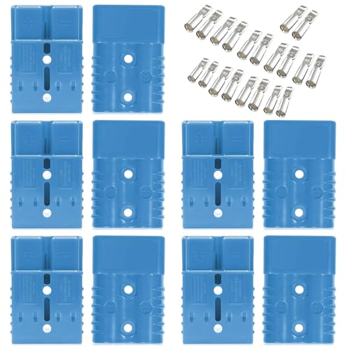 Bohaner 10Pcs für Anderson Connector 50A 24V/600V Batterie-Schnelltrennstecker Modular Power Connectors für Anderson Stecker Quick Plug Kit (Blau 50A) von Bohaner
