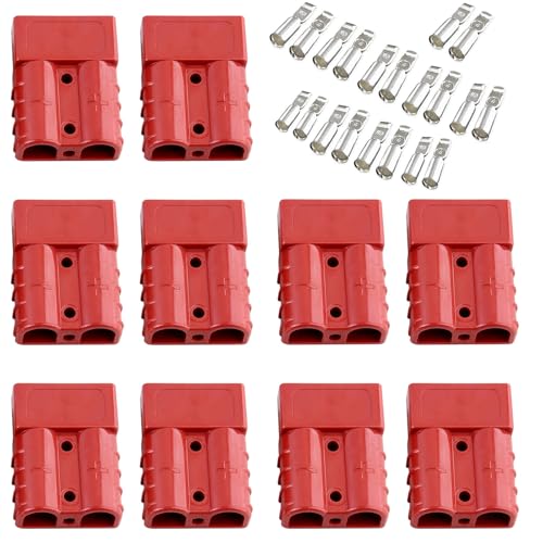 Bohaner 10Pcs für Anderson Connector 50A 24V/600V Batterie-Schnelltrennstecker Modular Power Connectors für Anderson Stecker Quick Plug Kit (Rot 50A) von Bohaner