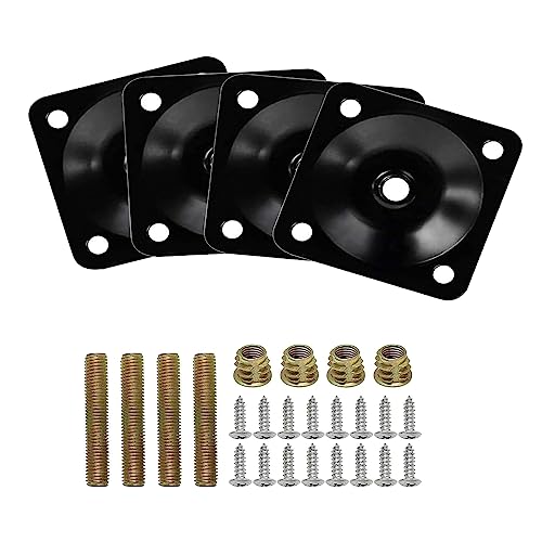 Bohaner 4 x ebene Beine, Befestigungsplatte, Wasserwaage + M8 x 50 Metall-Dübelschrauben + M3,5 x 20 Schrauben, Halterung, Möbel, Tischfüße, Set schwarz von Bohaner