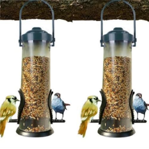 2X Futterspender Für Wildvögel Vogelfutterhaus Futtersäule Vogelfuttersilo Mit Räuberschutz, Futterhaus Vogelhaus Zum Aufhängen VogelfutterspenderHängend Mit 2 Futterstellen, Futterhäuschen Aufhänger 2X Futterspender Für Wildvögel Vogelfutterhaus Futtersäule Vogelfuttersilo Mit Räuberschutz, Futterhaus Vogelhaus Zum Aufhängen VogelfutterspenderHängend Mit 2 Futterstellen, Futterhäuschen Aufhänger von Bohany