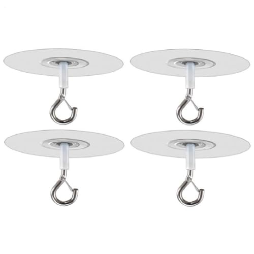 4X Selbstklebende Deckenhaken Robuste Bohrfreie Metallhaken | Selbstklebender Deckenhaken Wandhaken Mit Sicherung Ohne Bohren,Wiederverwend Extra Starker Kleber Für Pflanzenampeln,Lichterketten & Deko von Bohany