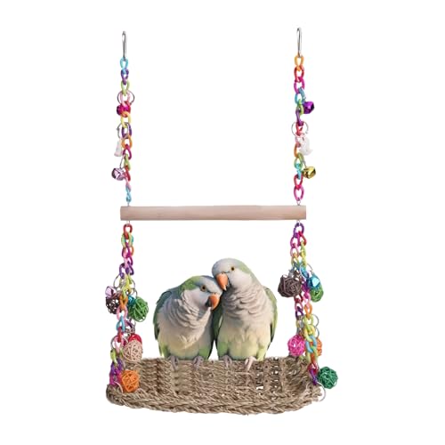 Bohany Bird Swing,Sitzstangen Spielzeug Für Conure Mit Vogel Schaukel - Seegras Geflochtene Hängematte Nagespielzeug Für Sittiche Und Finken Vogelkäfig Zubehör Zum Klettern Bohany Bird Swing,Sitzstangen Spielzeug Für Conure Mit Vogel Schaukel - Seegras Geflochtene Hängematte Nagespielzeug Für Sittiche Und Finken Vogelkäfig Zubehör Zum Klettern von Bohany