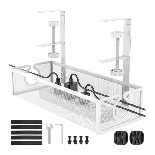 Bohany Kabelmanagement-Tray zur Montage unter dem Schreibtisch, Multifunktionales Metall Draht Tablett, Metallgitter Tischzubehör, Wiederverwendbare Kabelmanagement-Lösung Für Home Office & von Bohany