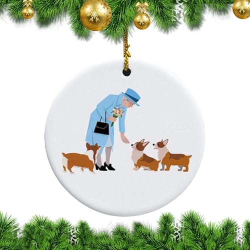 Bohany Weihnachtsbaumschmuck,2D Königin Mit Hund Weihnachtsbaumdekoration - Acryl Dekorationsanhänger für Terrasse Außenbereich Flur Zuhause Rasen Festival Schlafzimmer Feiertag Party Innenbereich von Bohany