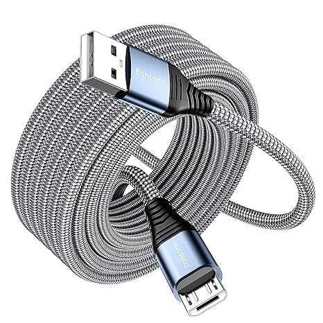 Bohconn Micro USB Kabel 9M,Nylon Ladekabel High Speed Android Handy Ladekabel für Samsung Galaxy S7/ S6/ S4/ J7/ J5/ Note 5, Huawei P Smart, Redmi, Nokia, Kindle, Wiko - Grau von Bohconn