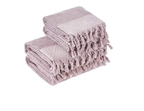 4er Set aus 2X Handtuch + 2X Gästetuch mit Fransen für´s Bad - Done Provence BOHÈME - 4 Farben möglich - Baumwolle, Done:Old rosé 2706 von BOHEME