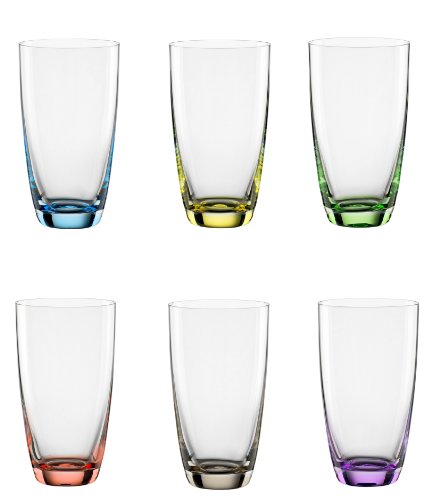 Bohemia Cristal 093 006 051 Longdrinkbecher ca. 350 ml aus Kristallglas 6er Set "Viva Colori" von Bohemia