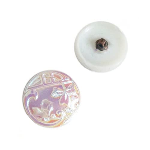 1 pcs Hand made and painted Czech glass button, 22,5 mm with flowers white AB (Handgefertigte und bemalte tschechische Glasknopf Weiß) von Bohemia Crystal Valley