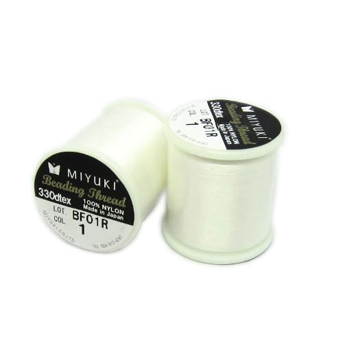 1 pcs Miyuki beading nylon pre-waxed thread 0.2 mm (B) x 50 m White 1 von Bohemia Crystal Valley