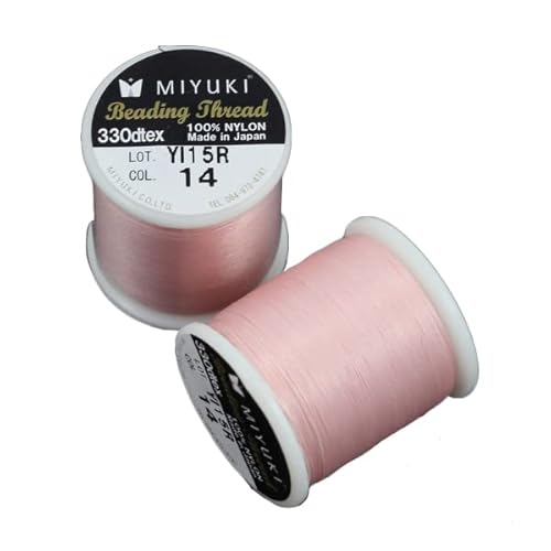 1 pcs Miyuki beading nylon pre-waxed thread 0.2 mm (B) x 50 m pink 14 von Bohemia Crystal Valley