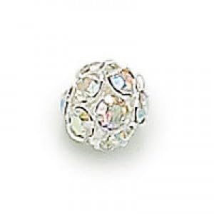 1 pcs Round Rhinestone Bracelet Spacer Charm Beads 12 mm Crystal silver BALL-CAB-12S von Bohemia Crystal Valley
