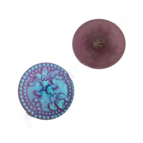 1 stk Hand made and painted Czech glass button, 22,5 mm with flowers matt pink AB (Handgemachte und lackierte tschechische Glasknopf Rosa) von Bohemia Crystal Valley